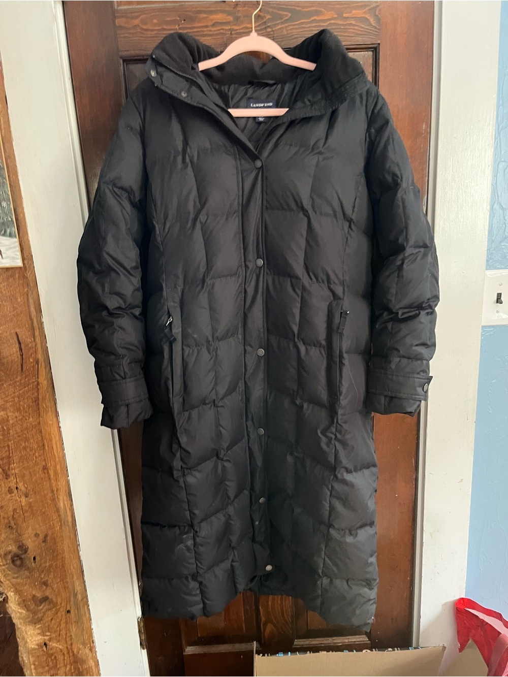 New Eddie Bauer Womens LARGE LONG COAT JACKET PUFFER STYLE BLACK